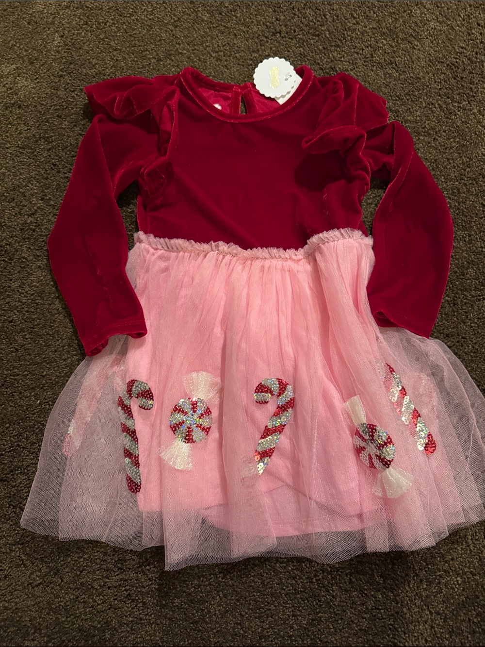 Mud Pie Red Velvet and Pink Candy Tulle Dress